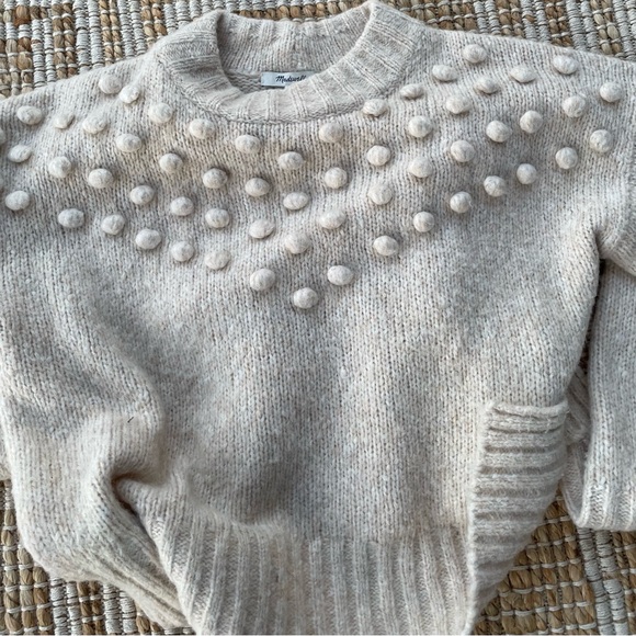 Madewell Oatmeal Bobble Knit Sweater Small Wool Blend Crewneck boho - Picture 3 of 6